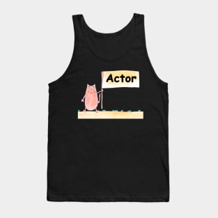 Actor, profession, work, worker, professional, cat, humor, fun, job, humorous, watercolor, animal, character Tank Top